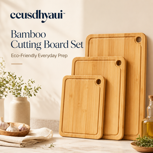 ceusdhyaui™ Bamboo Cutting Board Set | Eco-Friendly Wooden Chopping Boards, Kitchen Prep Boards, Charcuterie Serving Boards